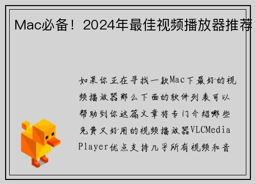 Mac必备！2024年最佳视频播放器推荐